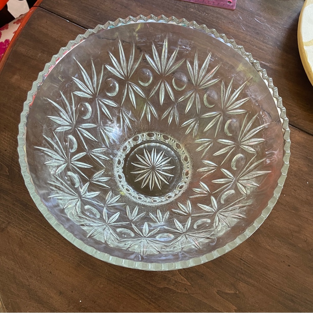VTG Hazel Atlas Heritage Thumbprint glass punch bowl